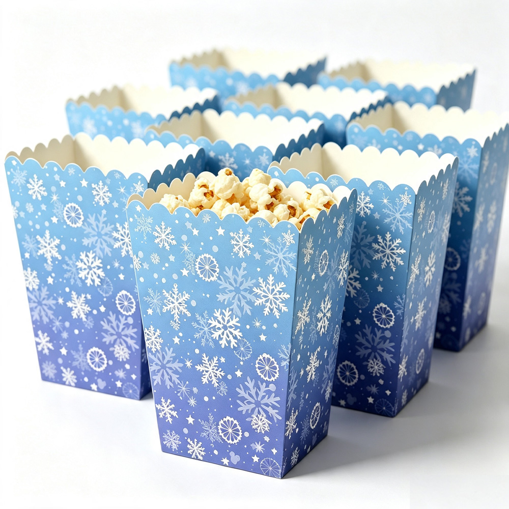 Event Party Box - 10-50 adet Kar Tanesi Desenli Patlamış