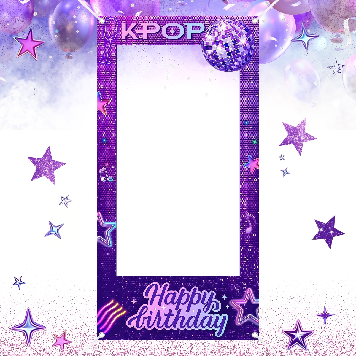 Photo Booth Frame - 1 adet Mor K-POP Fotoğraf Çerçevesi