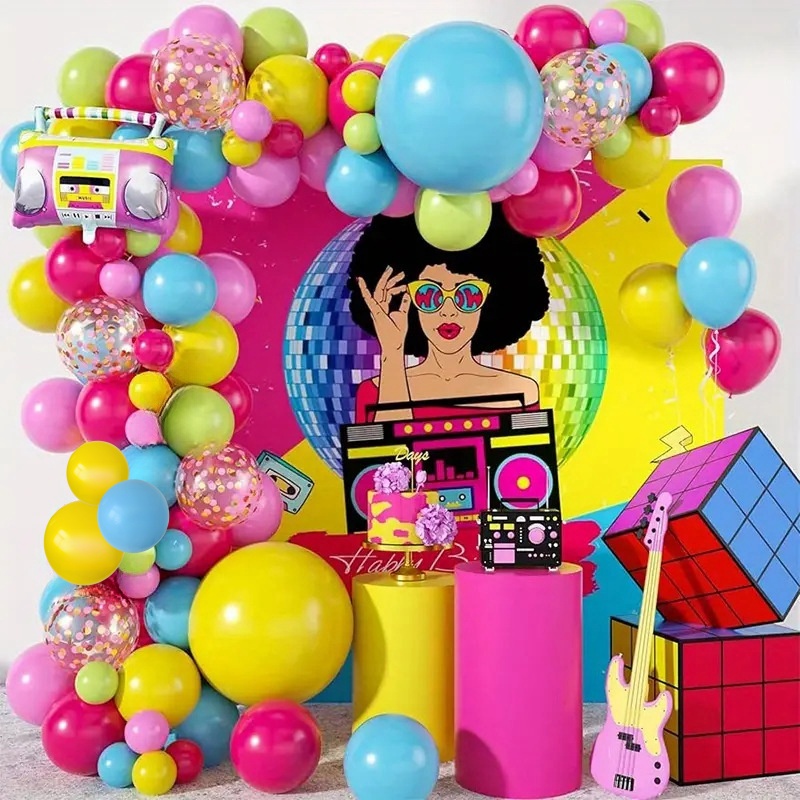 Balloon Arch Kit - 110 adet Retro 1980S disko tema