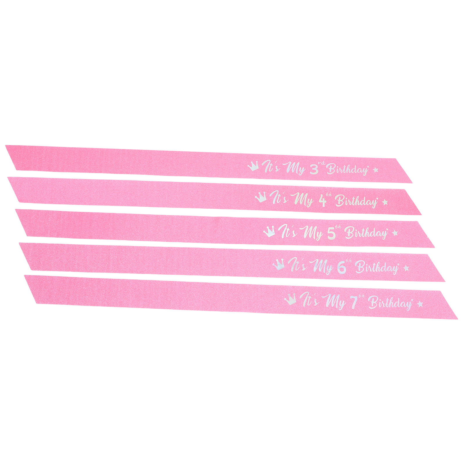 Birthday Sash Glitter - Pembe Simli Doğum Günü Kurdelesi, 5