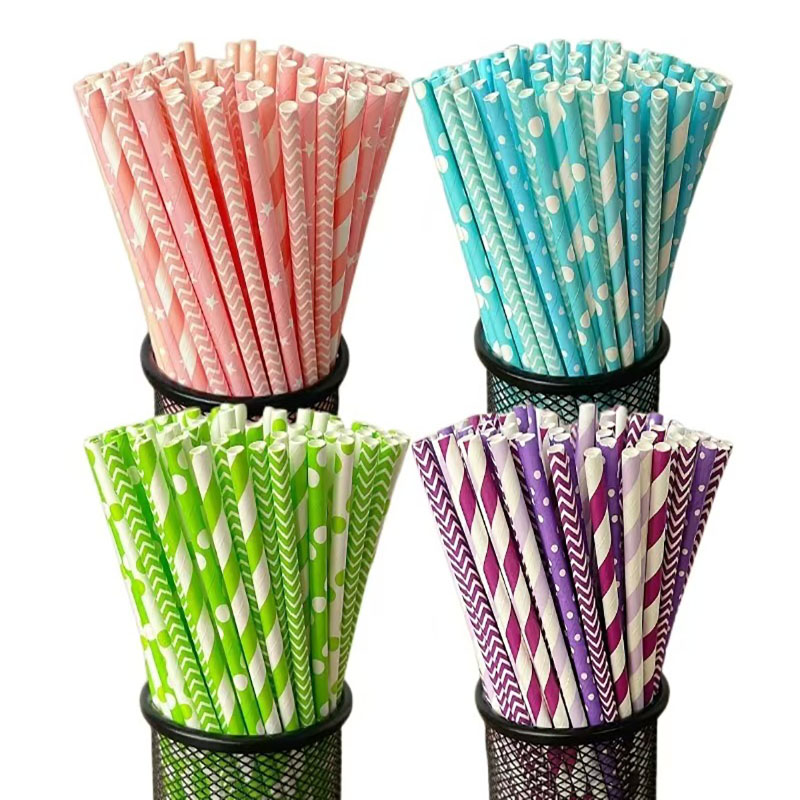 Paper Straw Color - 100 tek kullanımlık biyolojik olarak parçalanabilen