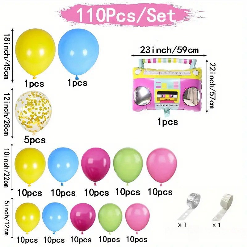 110 adet Retro 1980S disko tem - Balloon Arch Kit incelemesi ve fiyatı