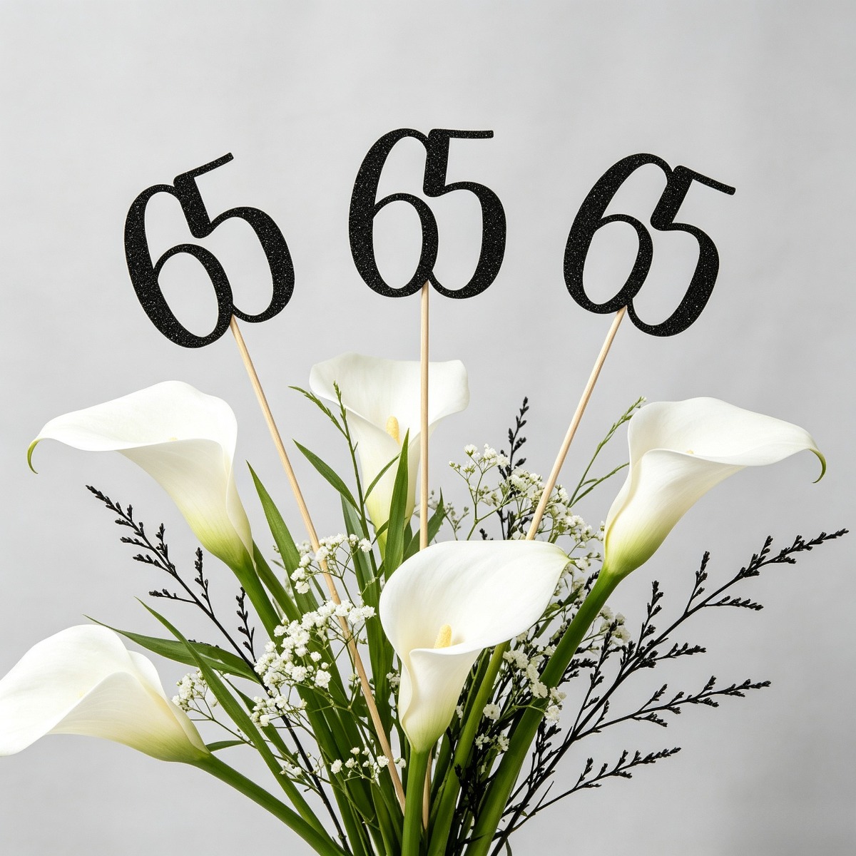 Siyah Simli 65. Yaş Günü Masa  - Centerpiece Stick incelemesi ve fiyatı