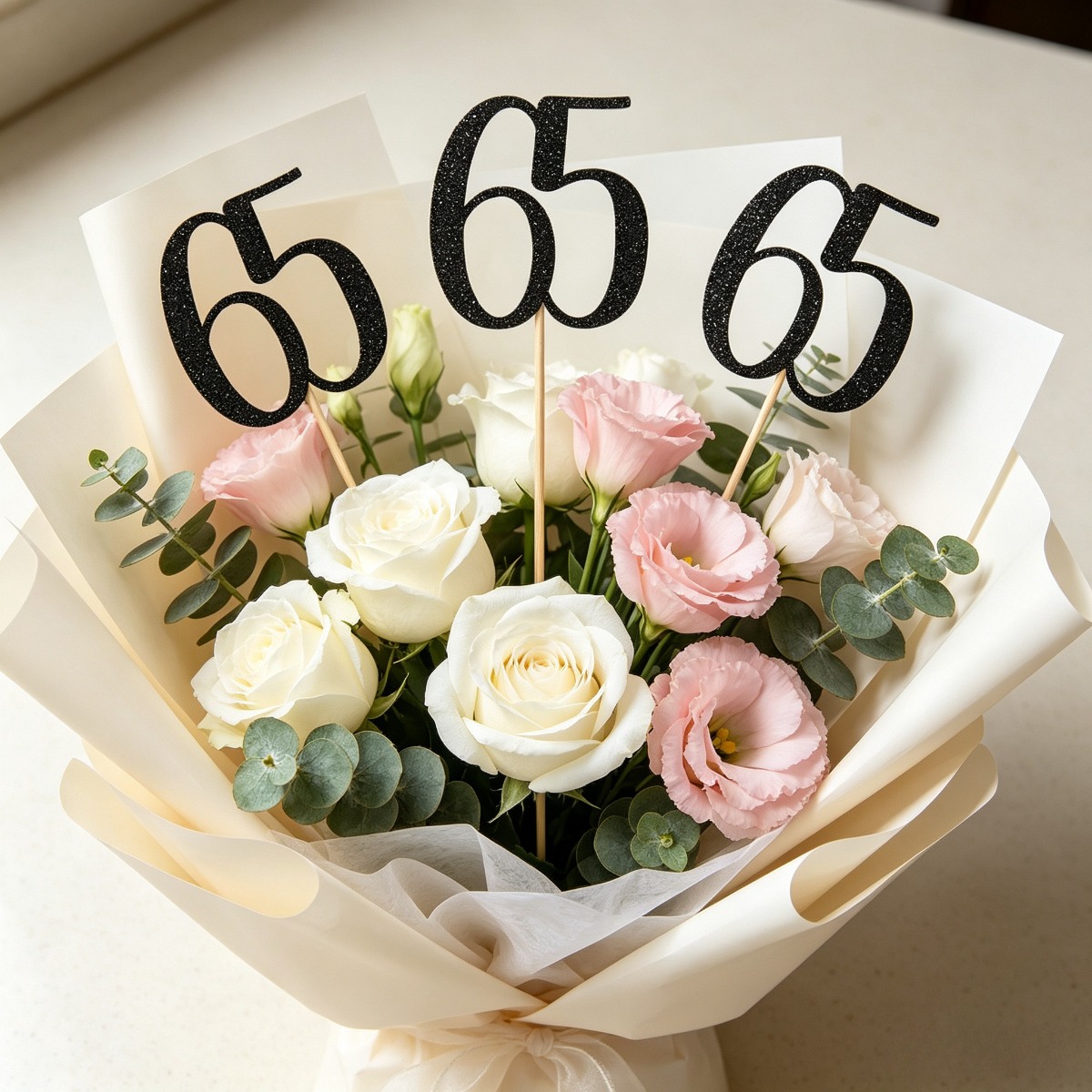 Siyah Simli 65. Yaş Günü Masa  - Centerpiece Stick incelemesi ve fiyatı
