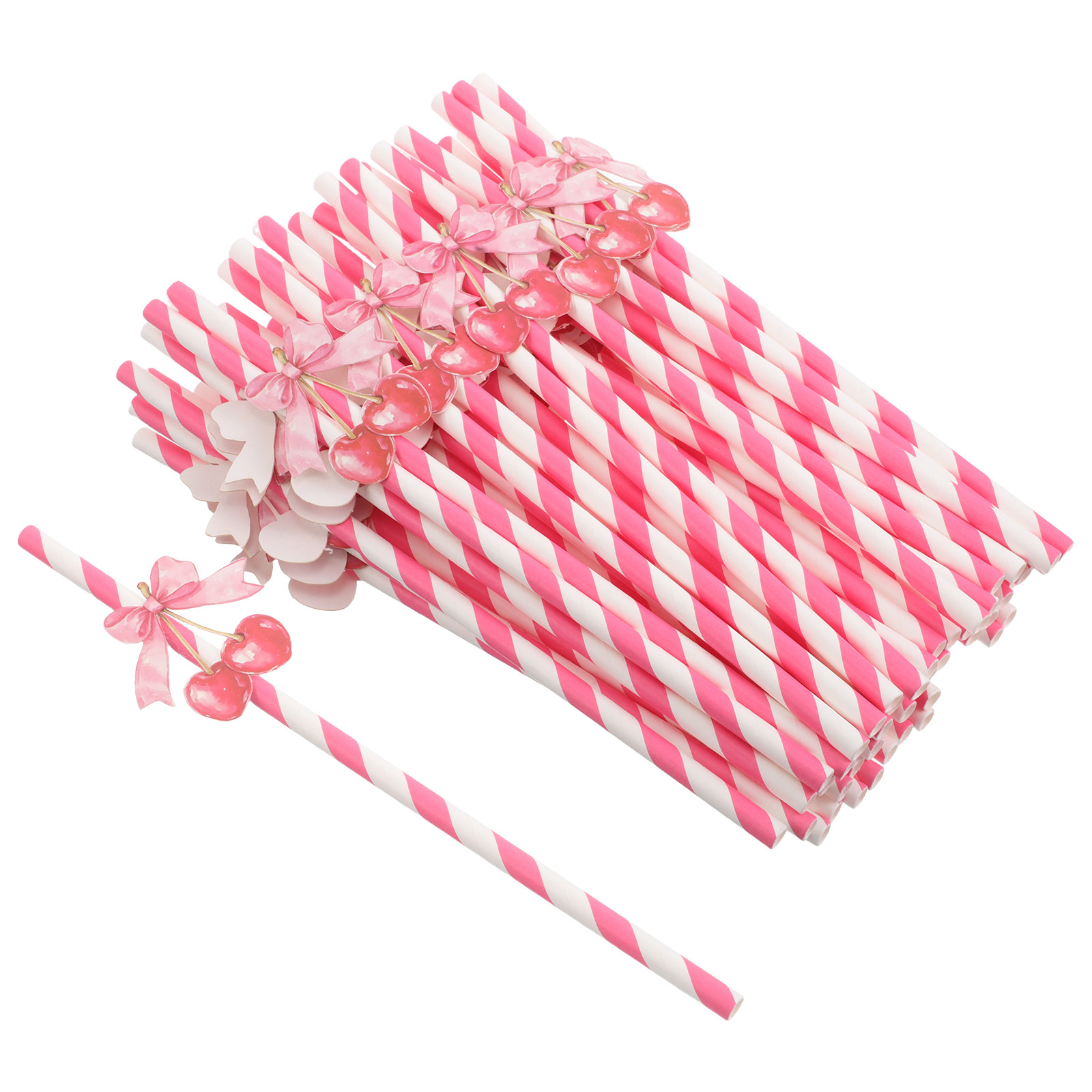50 Adet Kiraz Temalı Kağıt Pip - Paper Straw Color incelemesi ve fiyatı