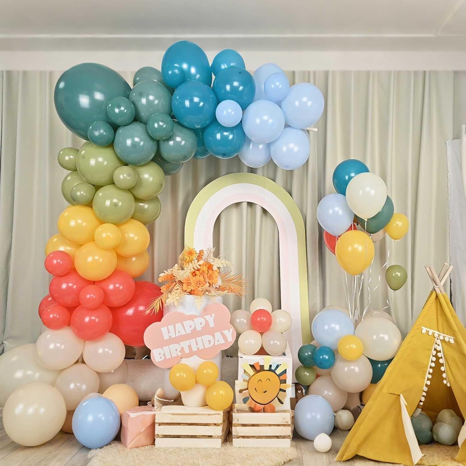 Boho Gökkuşağı Retro Mavi Turu - Balloon Arch Kit incelemesi ve fiyatı